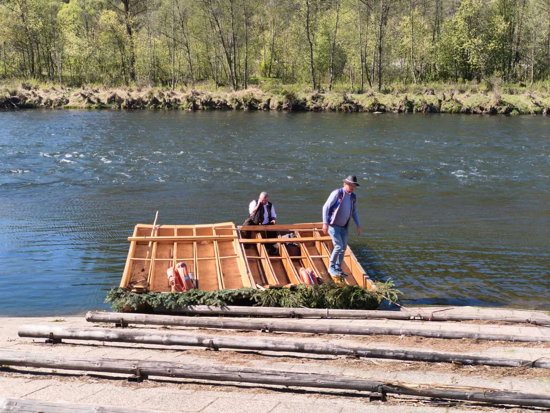 On the wooden raft